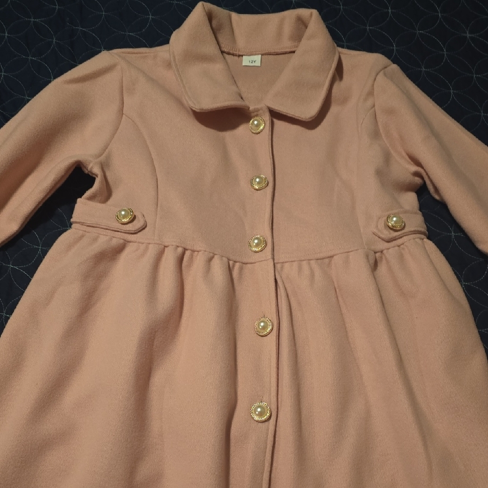 Chic Pink Coat with Gold Buttons